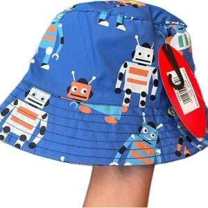 Jiglz Boys Printed Bucket Hat size 48Cm NEW blue robot